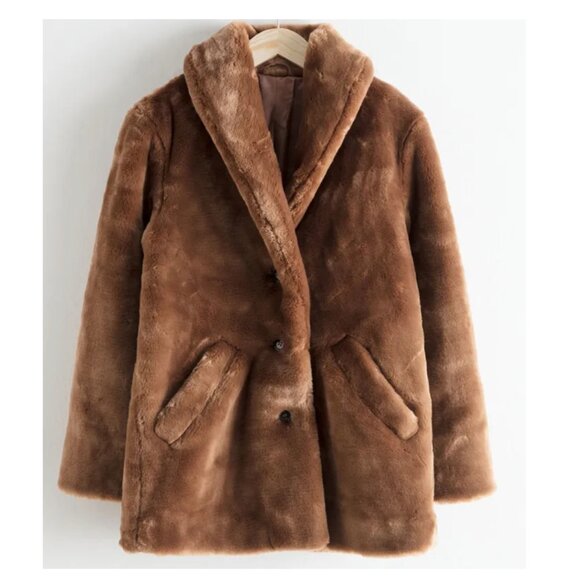& Other Stories Faux Fur Coat - Brown - US 2 - Picture 5 of 10